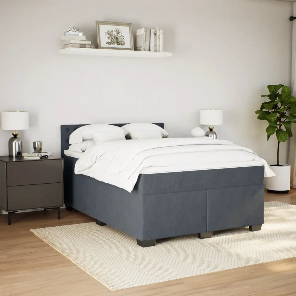 Giroletto a Molle con Materasso Grigio Scuro 140x200 cm Velluto 3288643