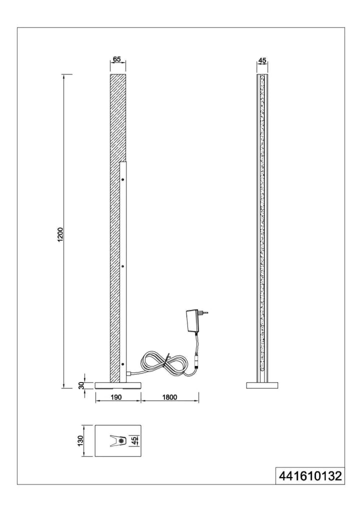 Piantana LED, legno e metallo, nero, H 120 cm, Kerala