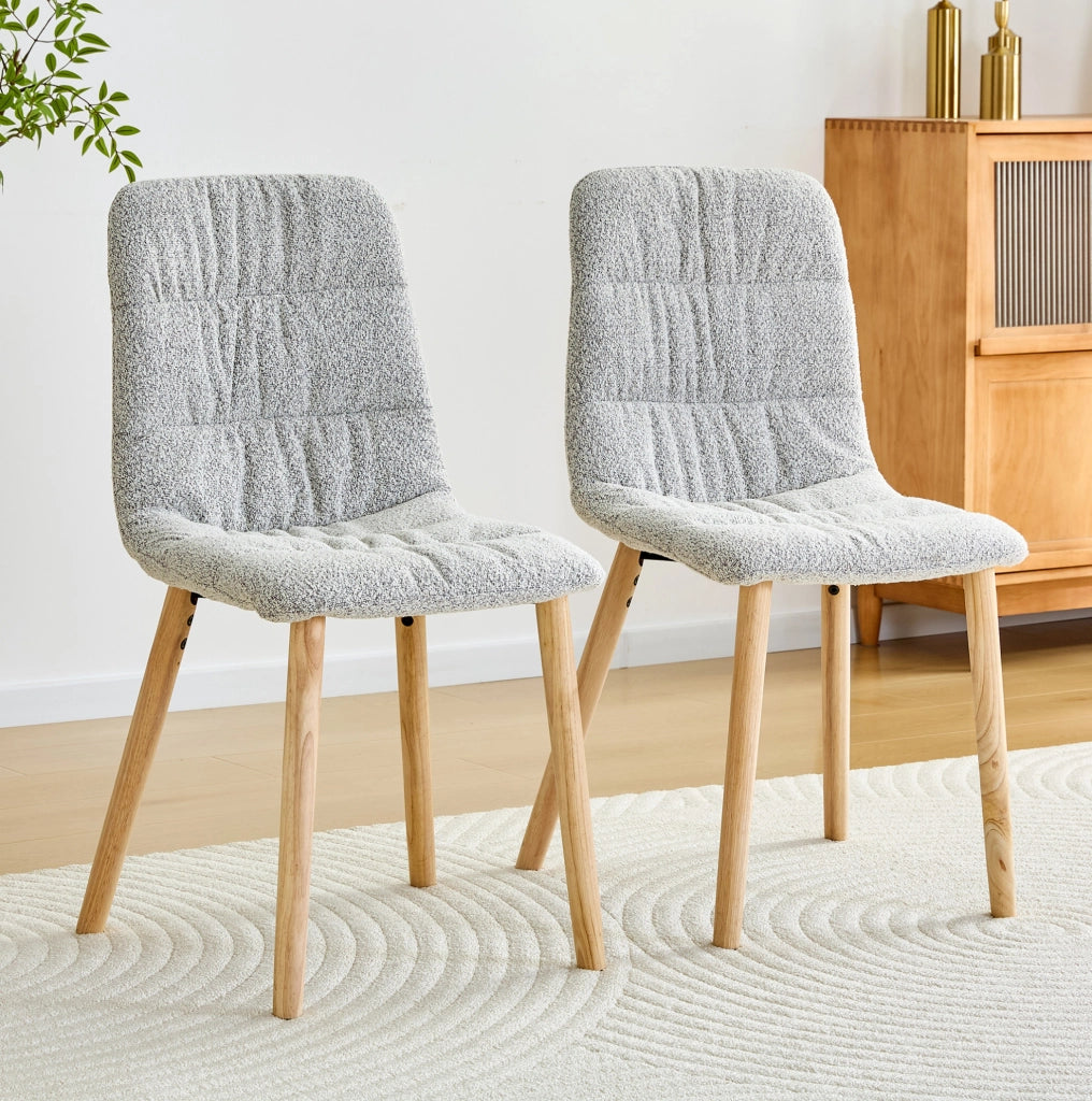 Sedia da pranzo 88 cm in tessuto grigio chiaro e legno, set da 2