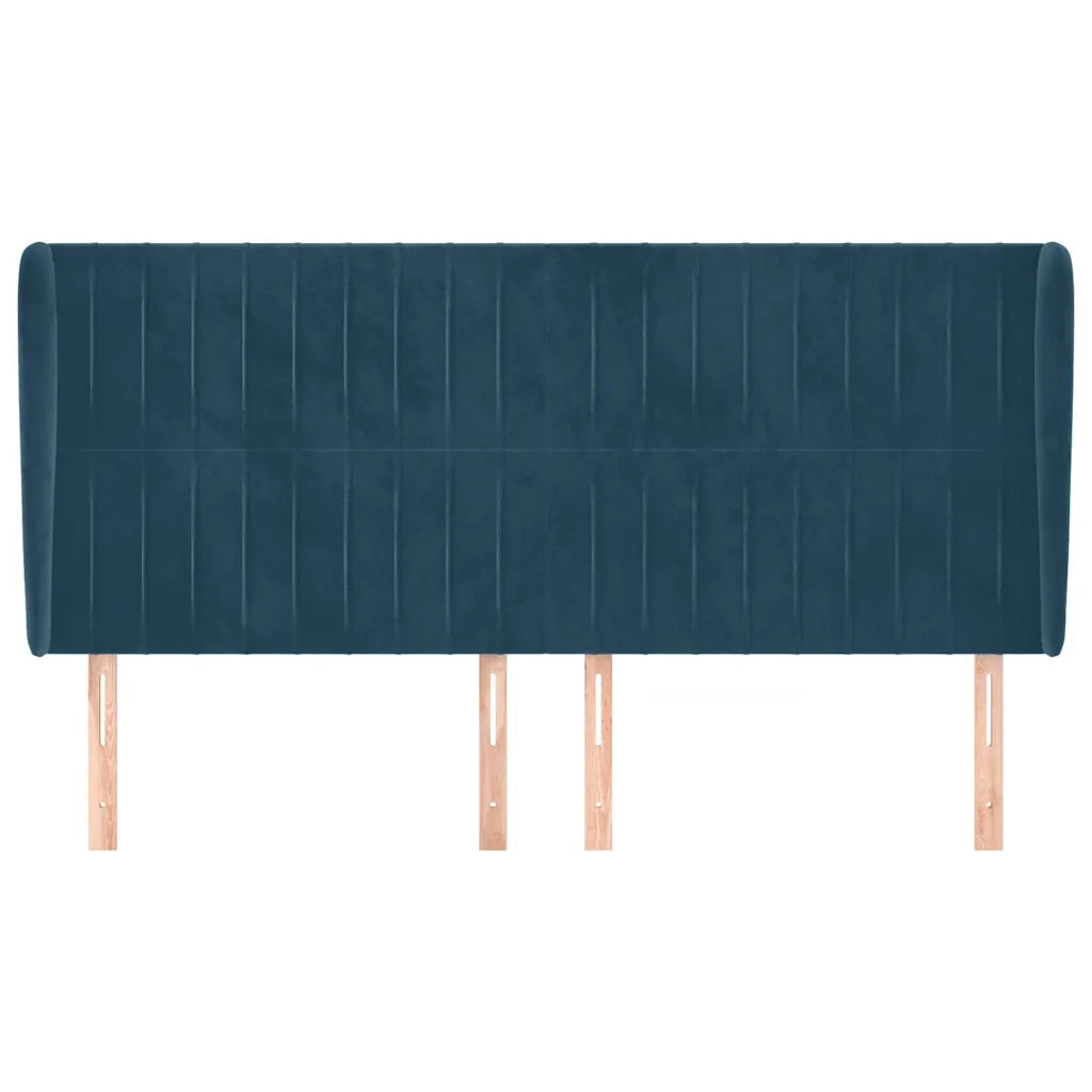 Testiera ad Orecchio-Testata con Orecchie Blu Scuro 183x23x118/128 cm in Velluto 304248