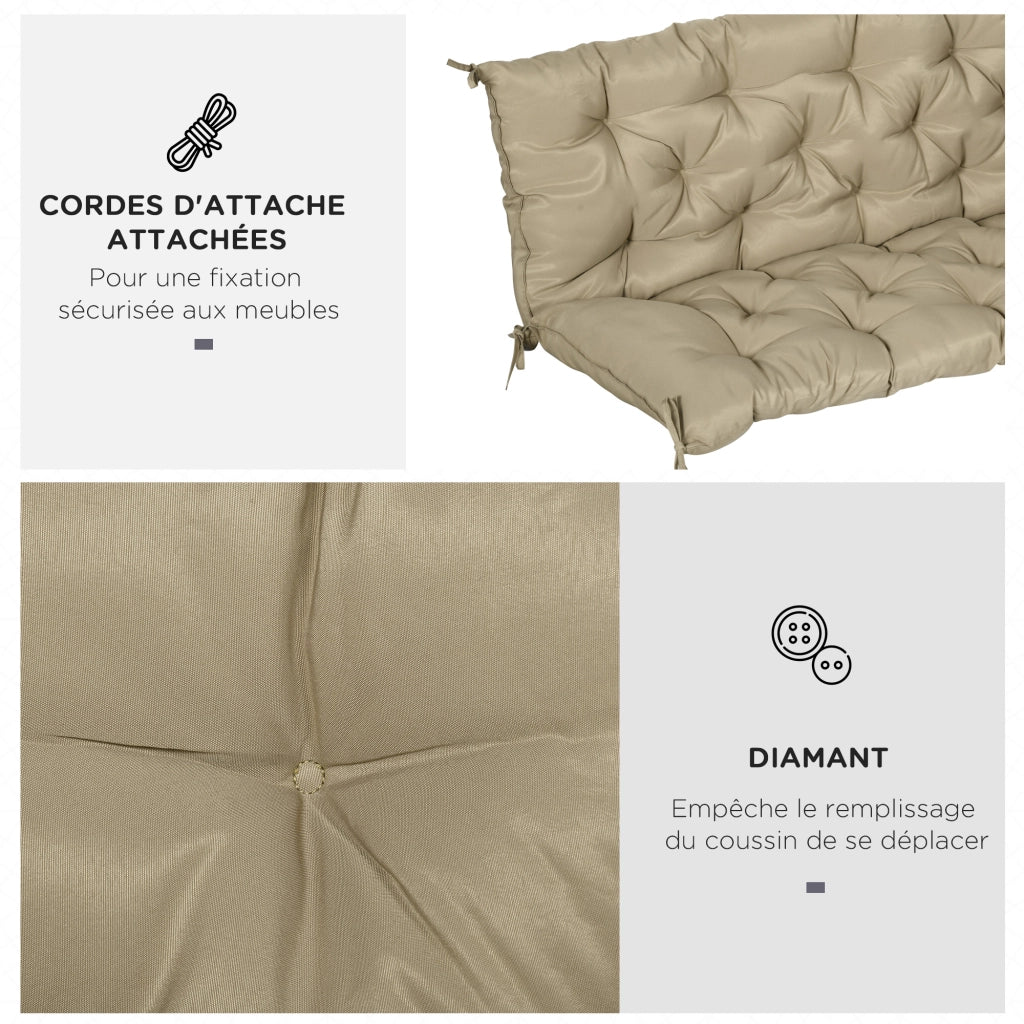 Cuscino per Divano da Giardino 3 Posti ¨C zephmum ¨C Kaki Chiaro 150x98x8 cm