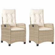 Sedie Reclinabili da Giardino 2 pz | Sedie da Esterno con Cuscini Beige Polyrattan