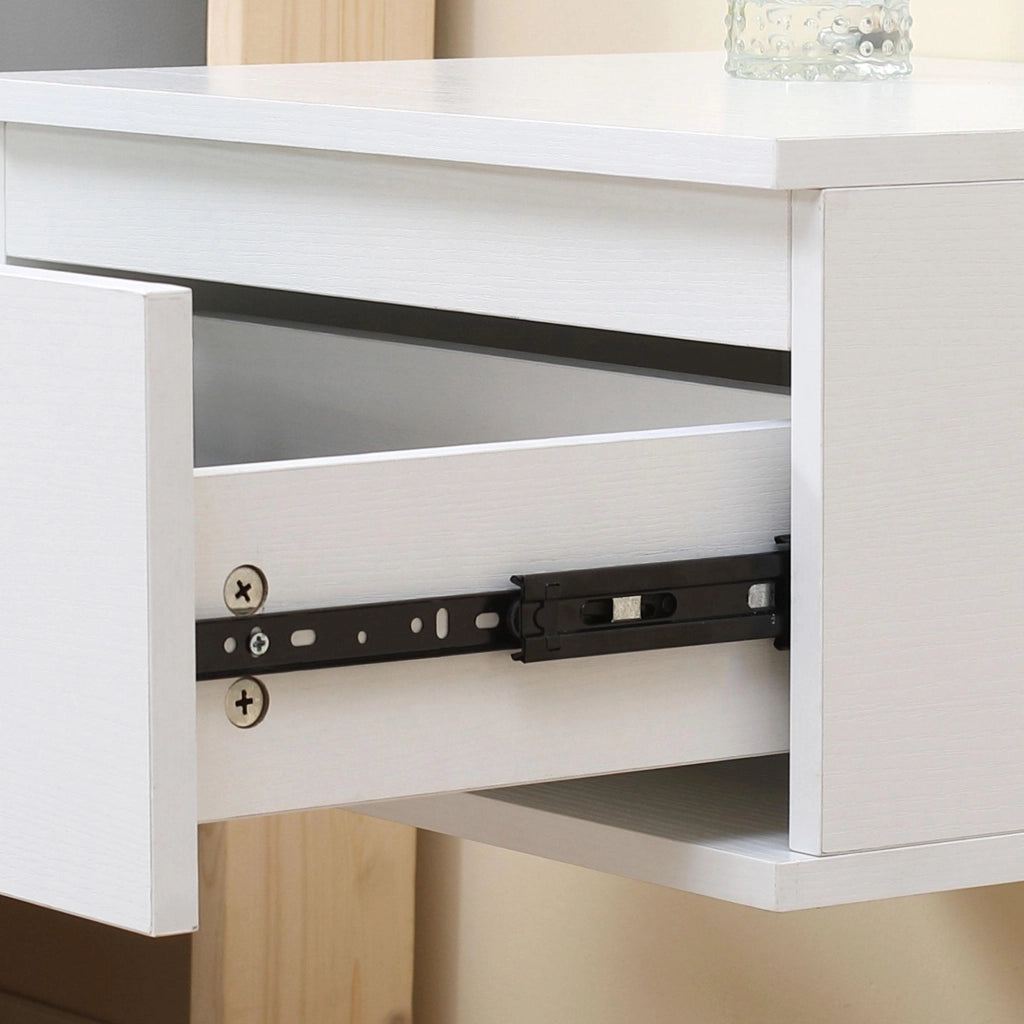 Set 2 Comodini Sospesi 49x38x23 cm in MDF e  Truciolato Bianco