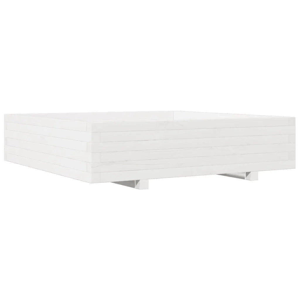 Fioriera da Giardino Bianca 100x100x26,5cm Legno Massello Pino