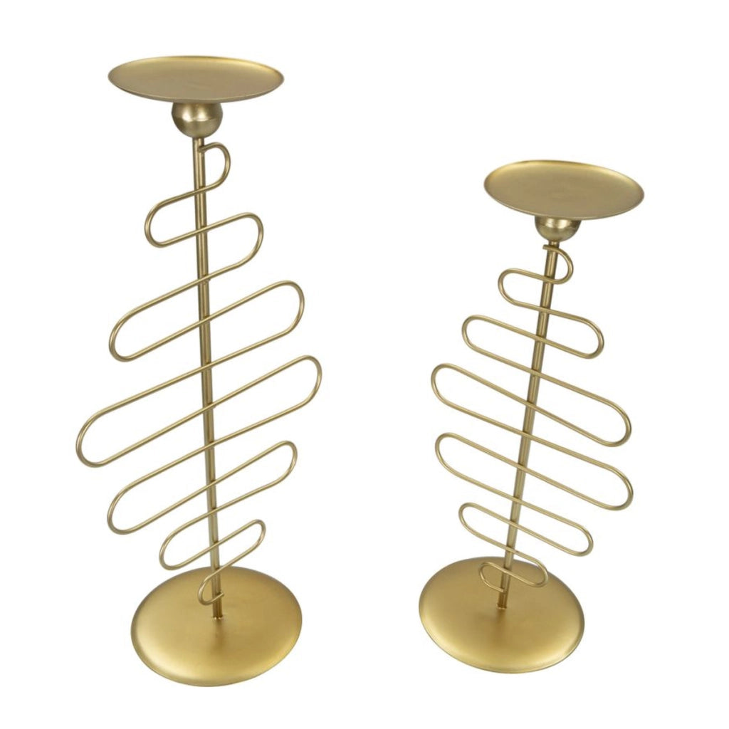 Set 2 portacandele Alid in ferro dorato CM 25x16x51 e 20x16x43