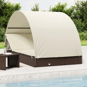 Lettino Doppio Tetto Rotondo Marrone 211x112x140 cm Polyrattan 319653