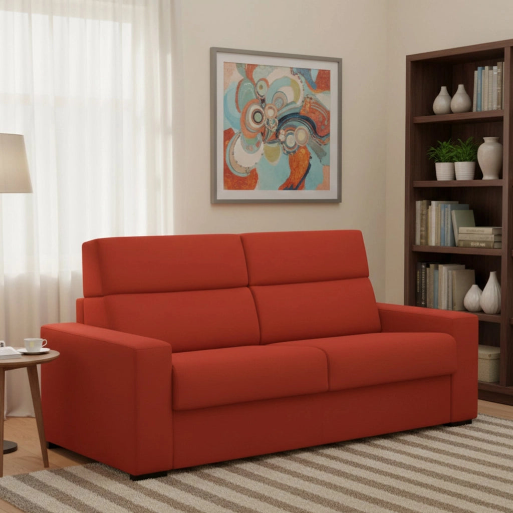 Marcon, Divano Letto 3 Posti Sfoderabile Made in Italy, 220x95 cm Arancione