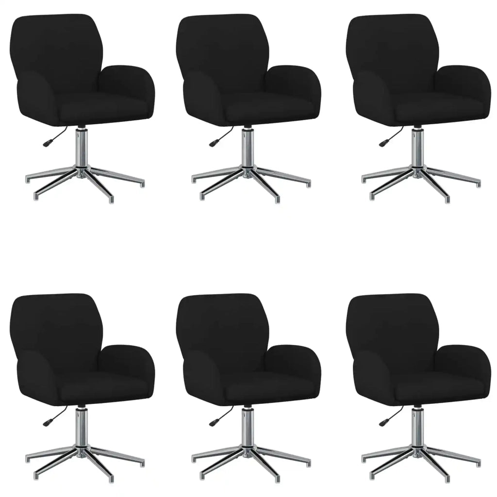 Sedie da scrivania girevoli 6 pz 54 x 58 x 90 cm Nero Tessuto 3428313