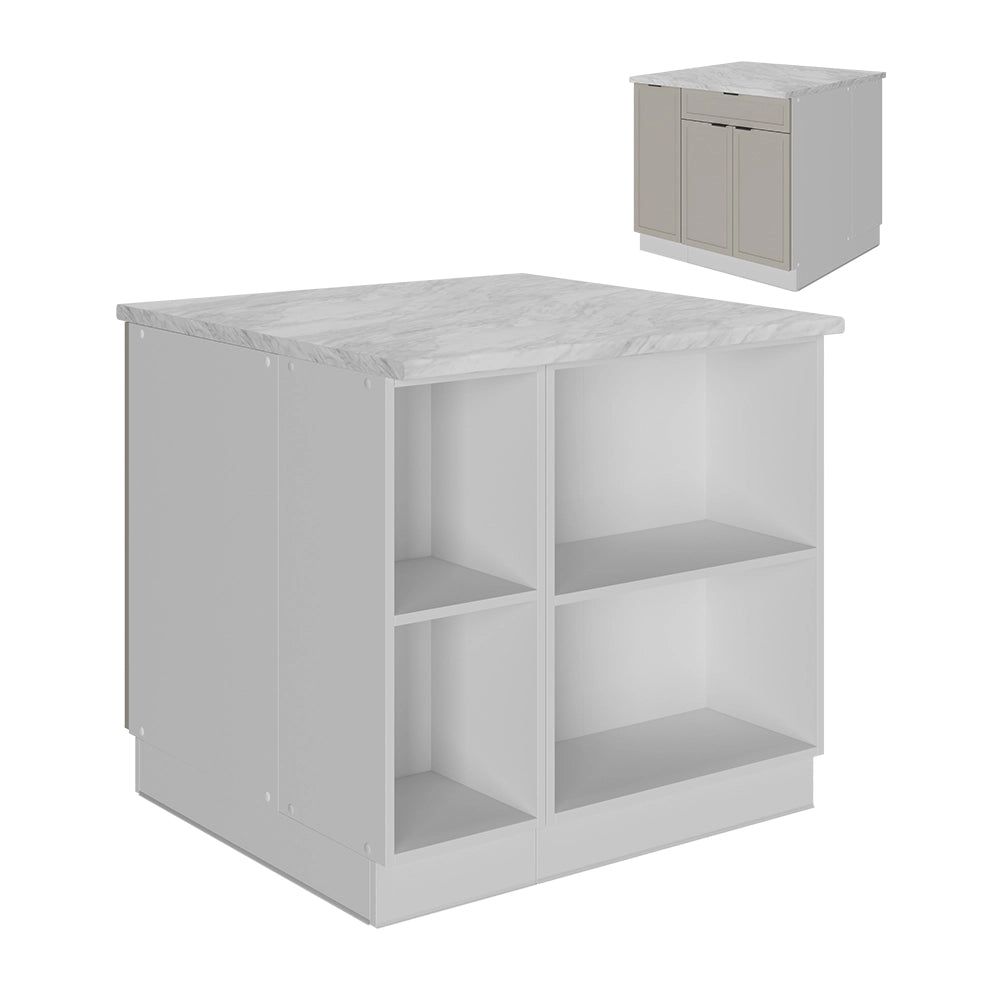 Isola cucina Fame-Line GrigioBeige/Bianco 90 cm con cassetto, senza piano di lavoro Vicco