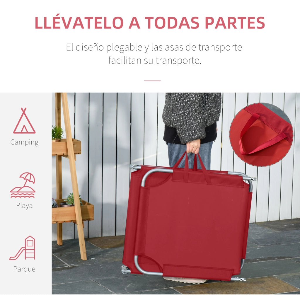 Lettino prendisole pieghevole ¨C Xylo ¨C regolabile 5 posizioni, per giardino esterno, bordeaux 187x55x24 cm
