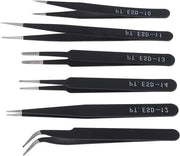 Set di Pinze Precise Plus - Non Magnetico - Curvo - Antistatico - Acciaio Inossidabile - Gioielleria - Artigianato - Elettronica - 6 pezzi