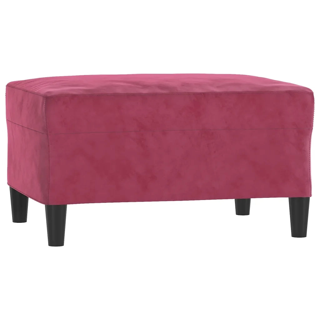 Set di Divani 3 pz con Cuscini Rosso Vino in Velluto