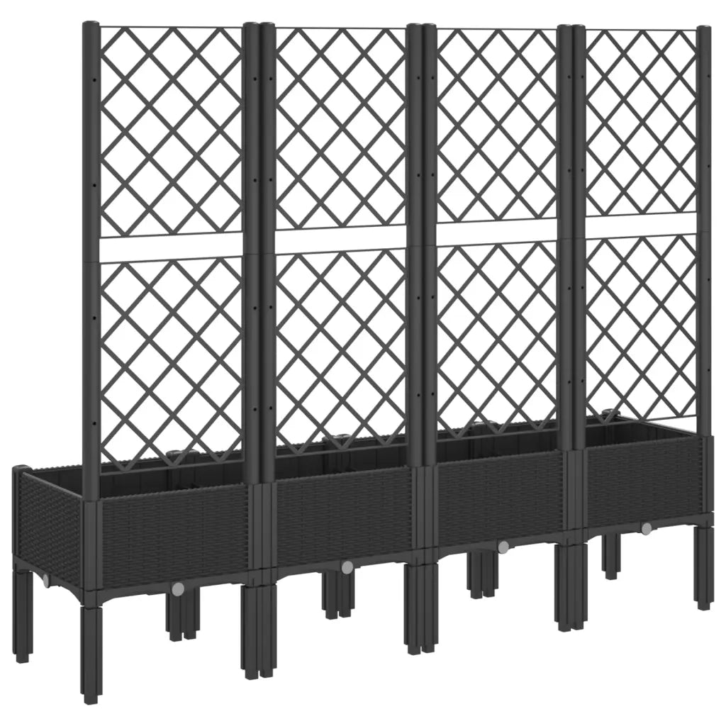 Fioriera da Giardino con Traliccio Nera 160x40x142 cm in PP 367933