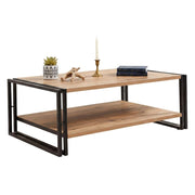 Tavolino da salotto Gioacchina, Tavolo basso da caffè, Portariviste per divano, Ripiano da soggiorno, 110x70h40 cm, Quercia e Nero