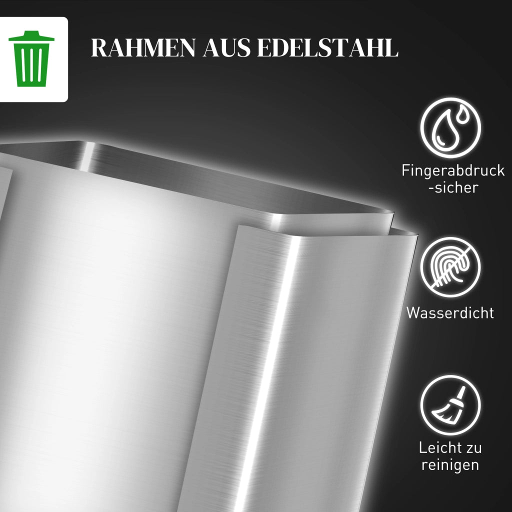 Doppio Cestino per la Raccolta Differenziata 2x20L ¨C zephmum ¨C Acciaio Inox e Plastica Argento