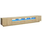 Mobile Porta TV con Luci LED-Credenza TV Rovere Sonoma 260x35x40 cm