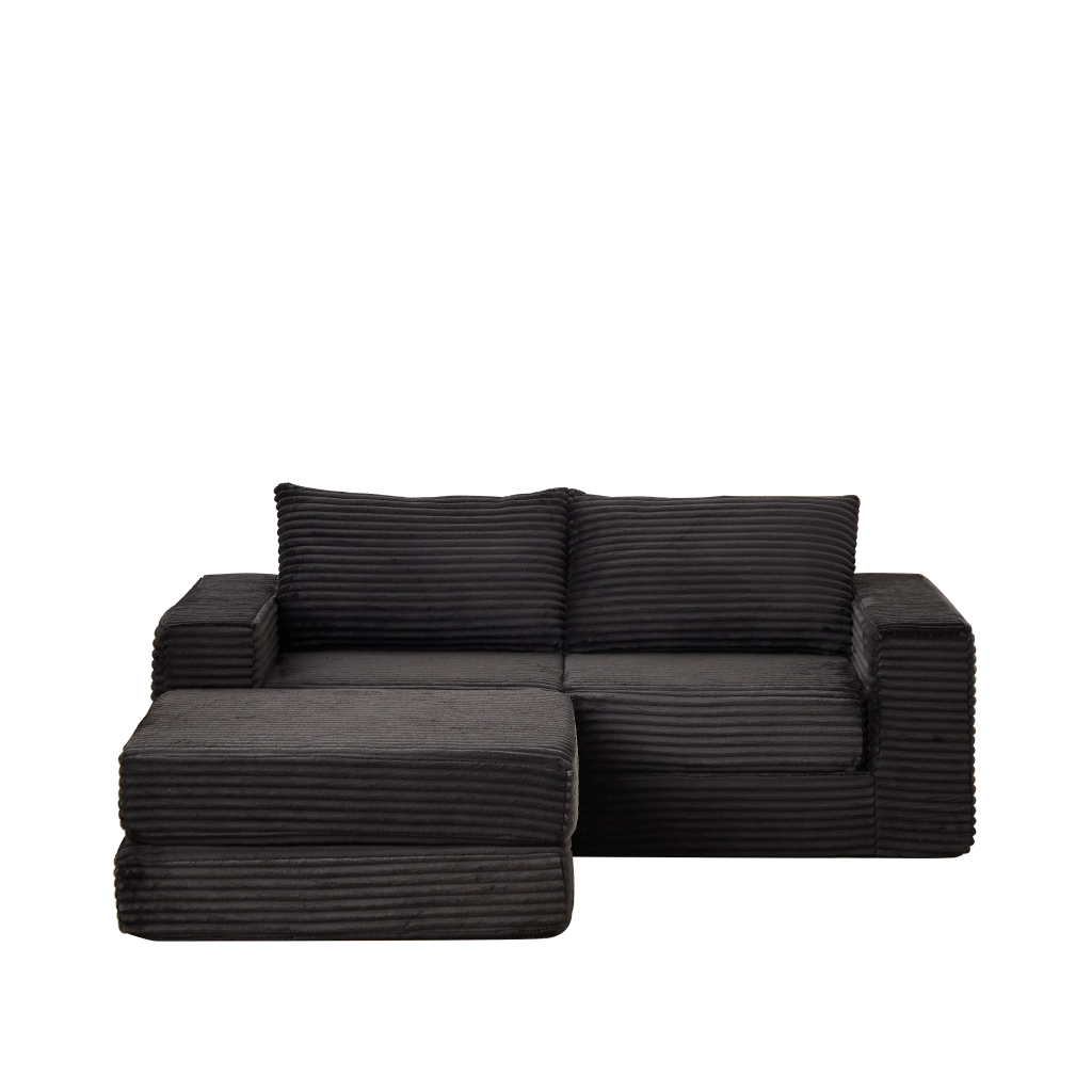 Divano Letto Modulare con Pouf e Cuscini in Velluto a Coste ¨C MINIMAL ¨C Configurazione Flessibile