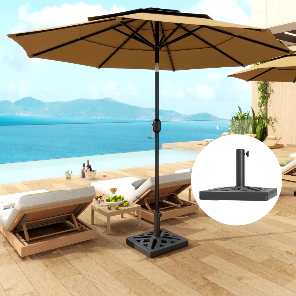 Base per ombrellone quadrata 15 kg ¨C Xylo ¨C cemento nero 45x45x33,5 cm per palo ? 32-48 mm