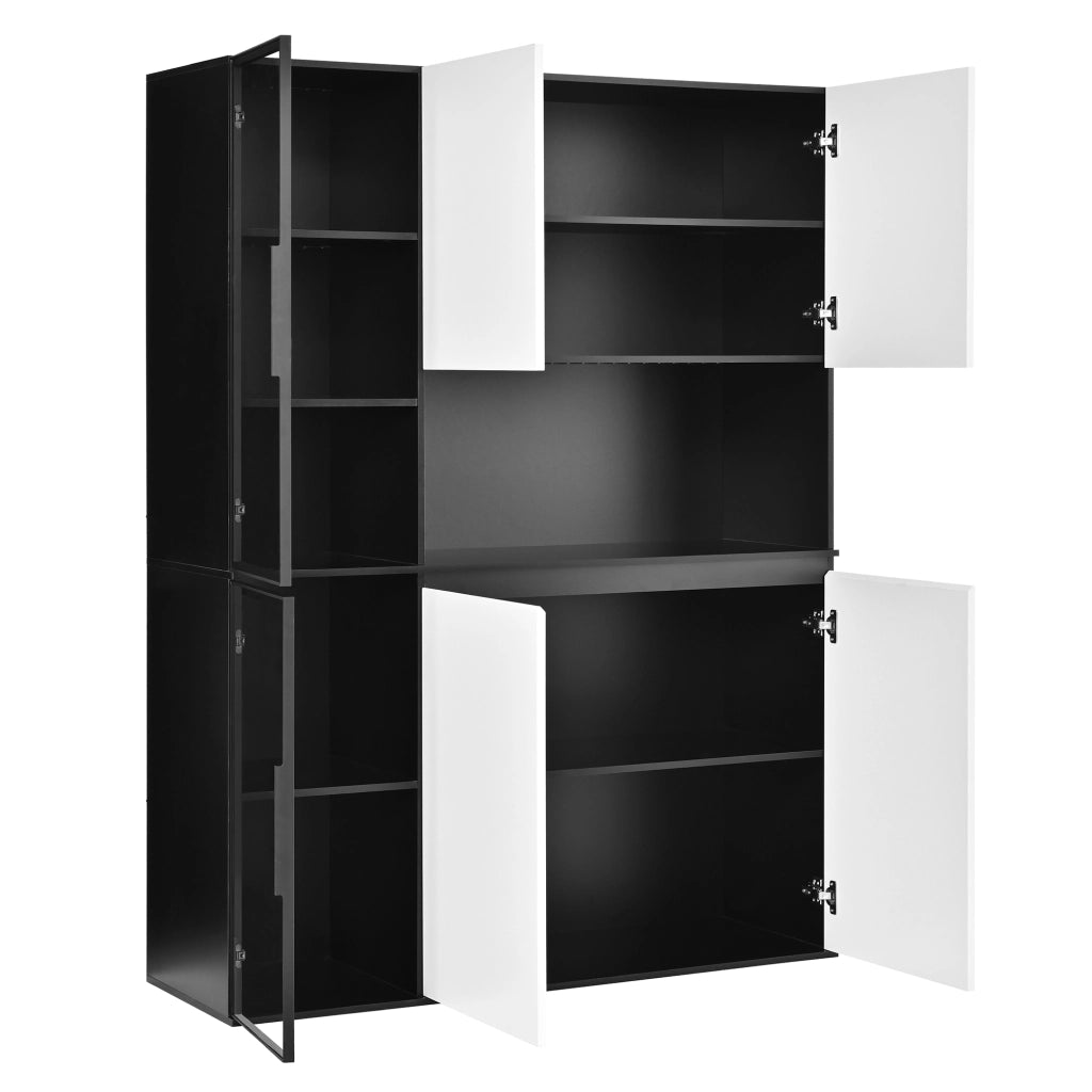 Vetrina alta con LED regolabili 120x40x160 cm in MDF bianco e nero