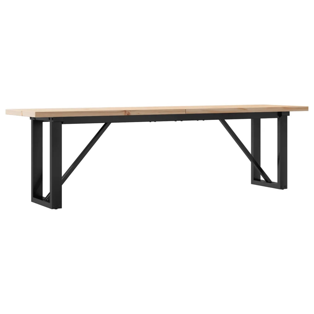 Tavolino Salotto Telaio a O 160x40x45,5 cm Legno Pino e Acciaio