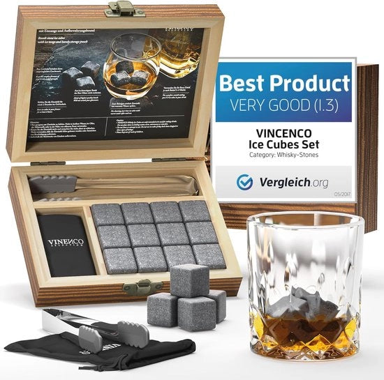 Set di Pietre di Congelamento Riciclabili da 12 - Ideale per Whisky, Cocktail e Bevande Alcoliche Forti