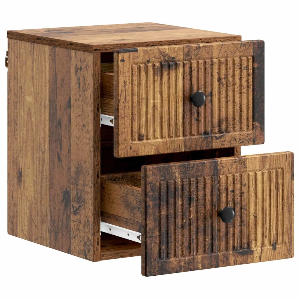 Mobiletto da notte a muro 2 pcs Legno antico 33 x 34,5 x 40 cm 897972