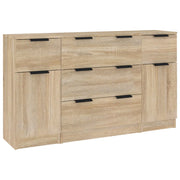 Set di Credenze 3 pz | Madia | Buffet da pranzo | Armadio da pranzo Rovere Sonoma in Legno Multistrato