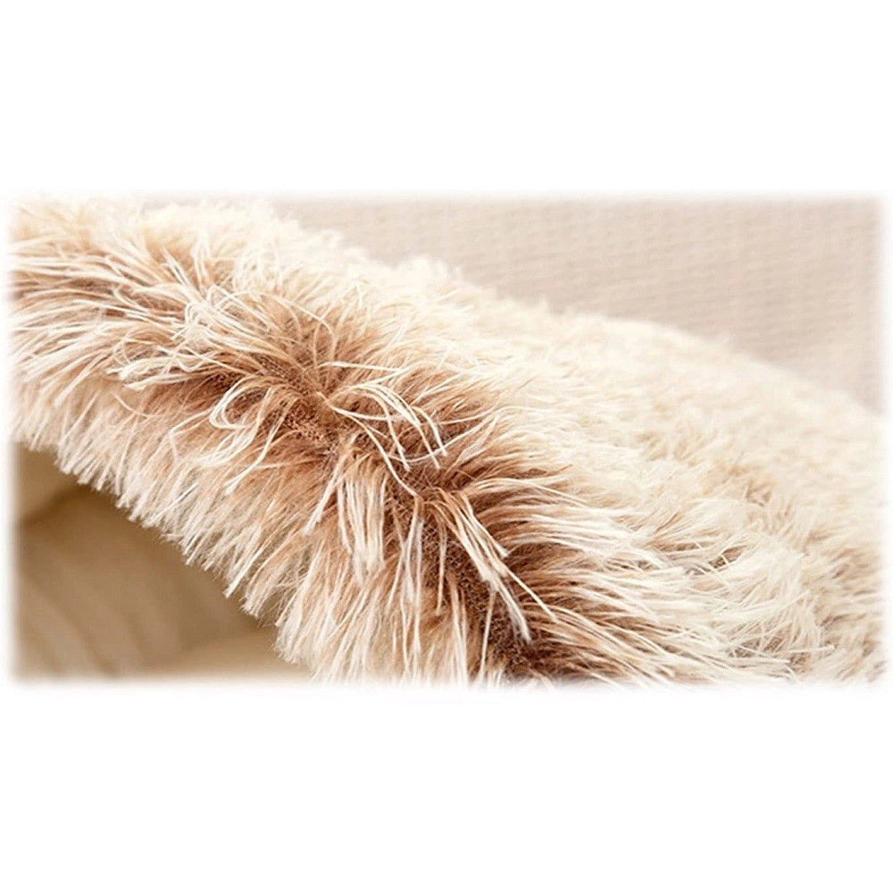 Trade Shop - Sacco A Pelo Semi Chiuso Pelliccia Sintetica Morbido Per Gatti Cani Marrone 65cm -