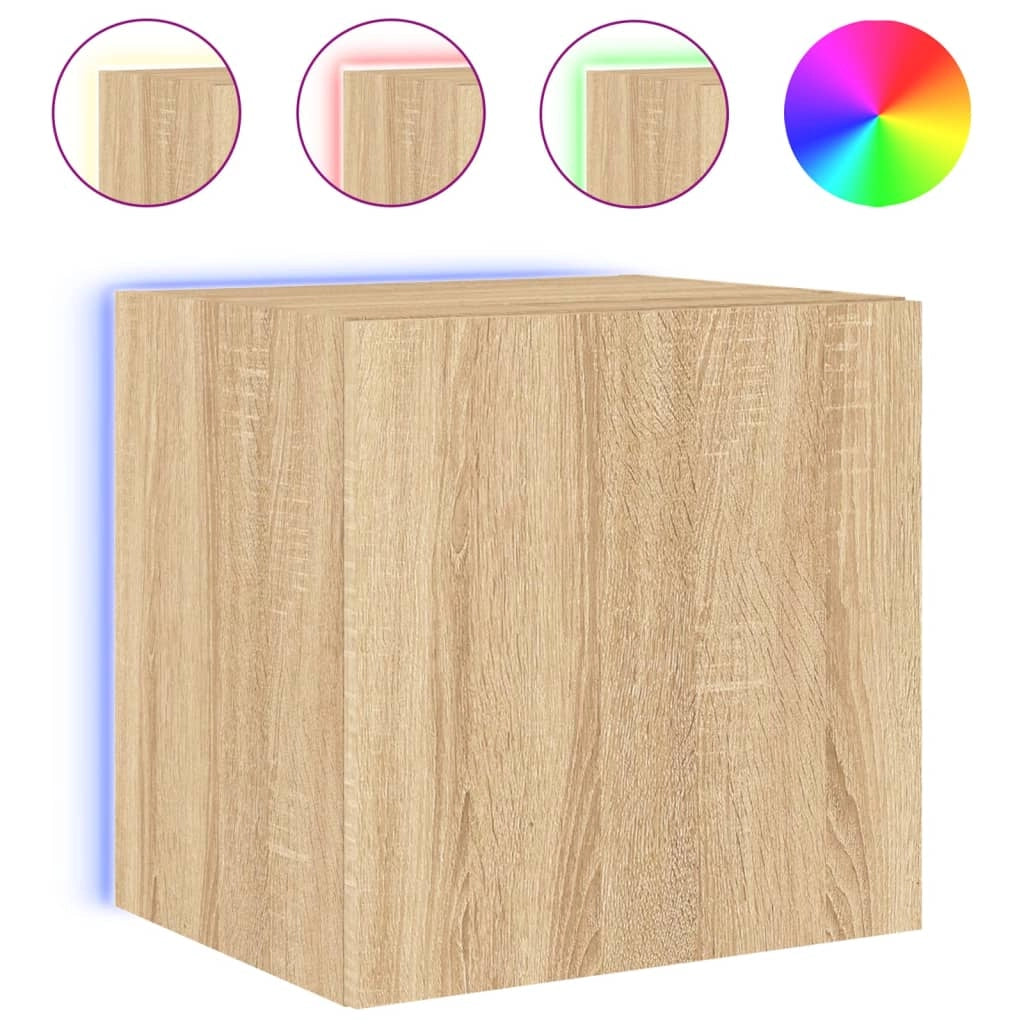 Mobile TV multimediale mensola TV credenza mobile TV sala da pranzo soggiorno parete attrezzata per camera da letto con luci LED rovere Sonoma 40,5 x 35 x 40 cm marrone 02_0028015