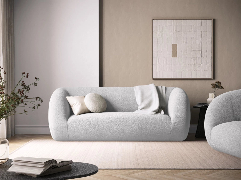 Cosmopolitan Design - Divano "Essen" 2 posti in bouclé grigio chiaro 