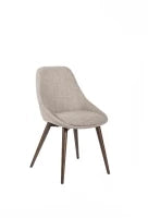 E-STYLO Sedia da pranzo in tessuto marrone chiaro con gambe e struttura in massello di noce, 58cm X 49cm H. 85cm.
