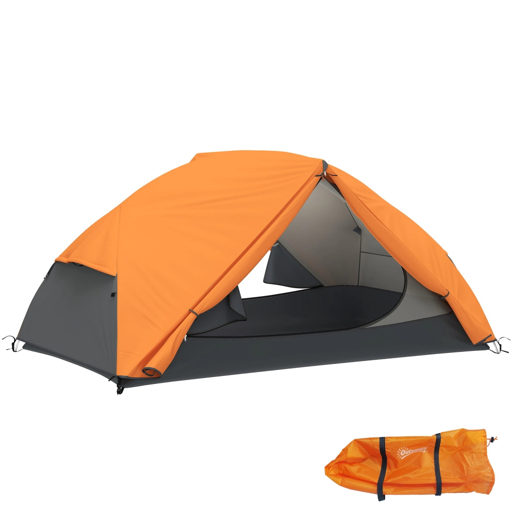 Tenda da Campeggio-Tenda per Escursionismo  2 Posti con 2 Vestiboli, Tenda a Cupola Impermeabile con 2 Porte, 280x225x110 cm, Arancione