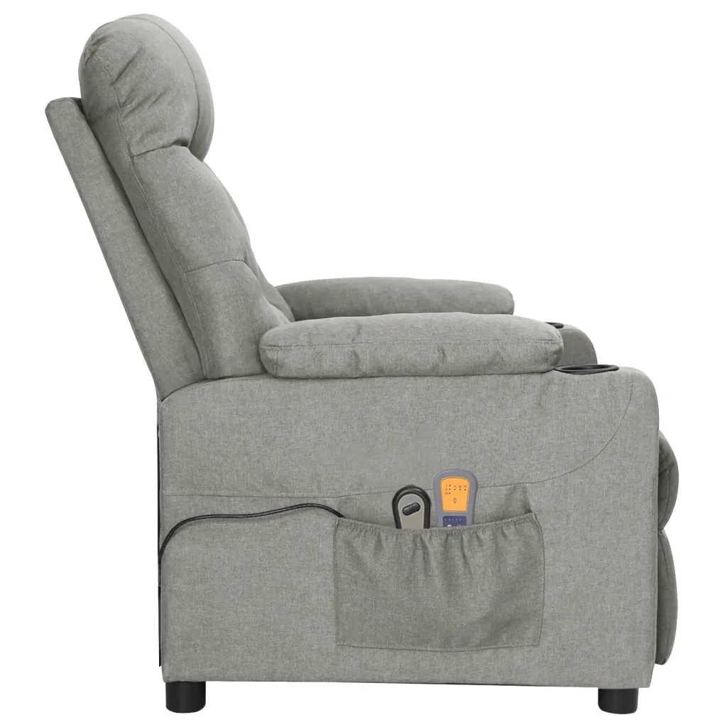 Poltrona Massaggiante Elettrica Grigio Chiaro in Tessuto 3098827