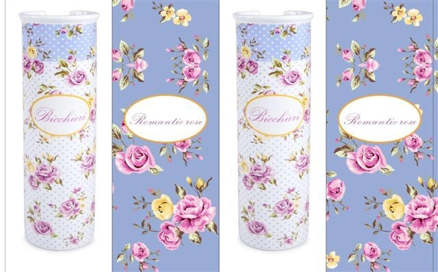 Portabicchieri da Tavola in Ceramica Decoro Romantic Rose