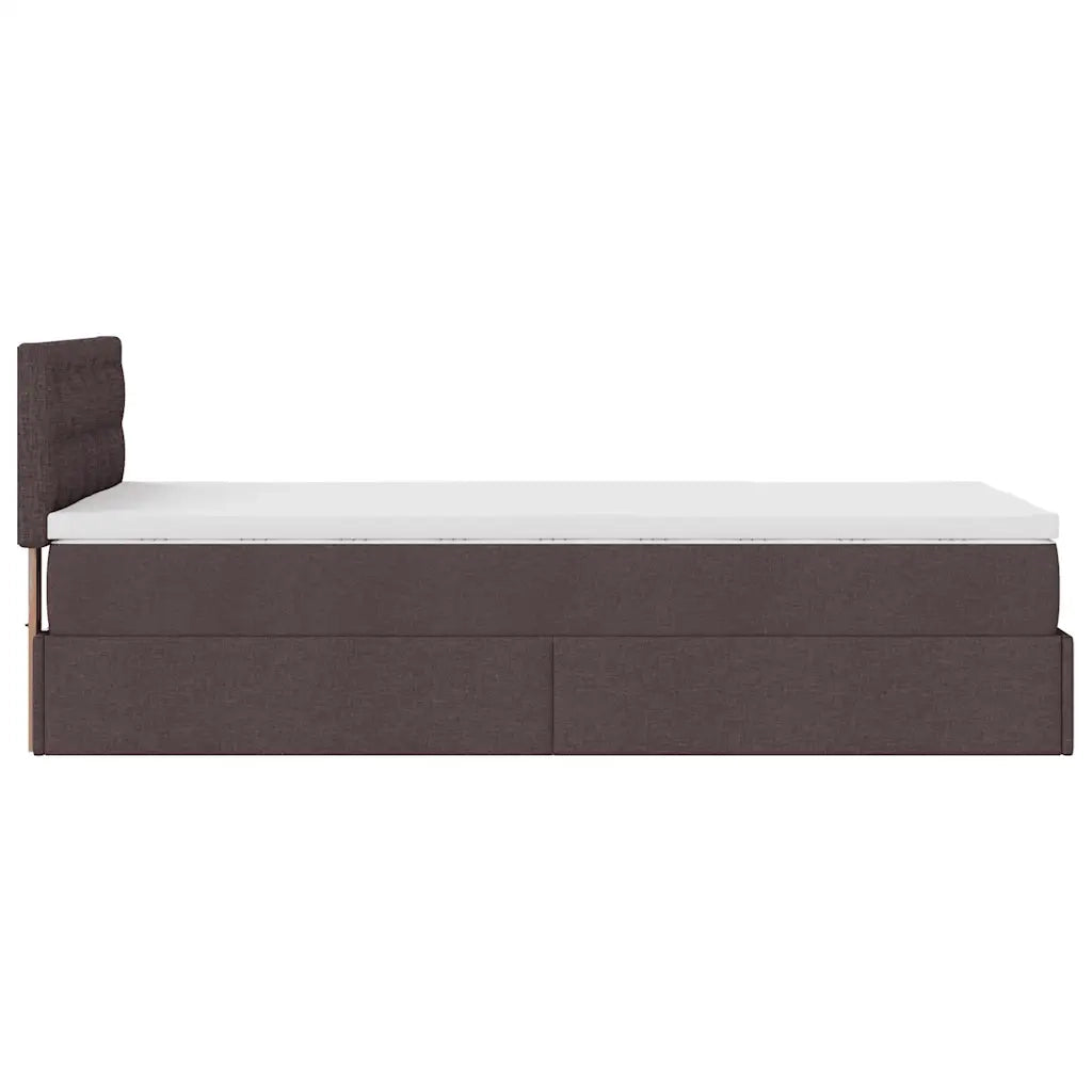 Pouf Letto con Materasso Marrone Scuro 100x200 cm in Tessuto 3311604