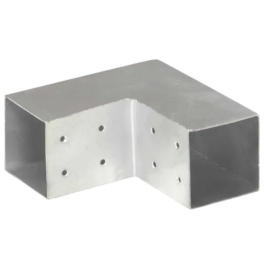 Connettori per Pali a Forma di L 4 pz Metallo Zincato 81x81 mm cod mxl 56354