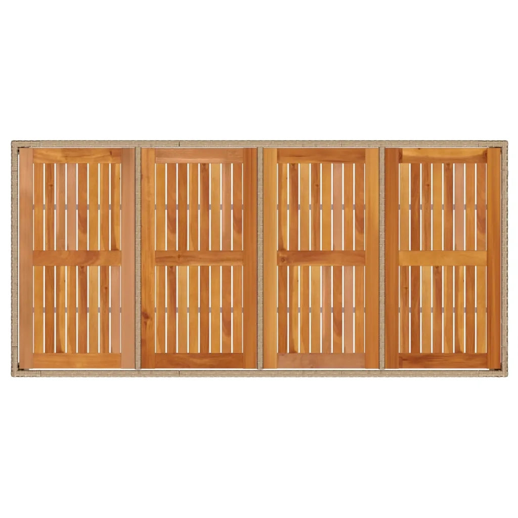 Tavolo da Giardino Beige 190x90x75cm Polyrattan Legno di Acacia
