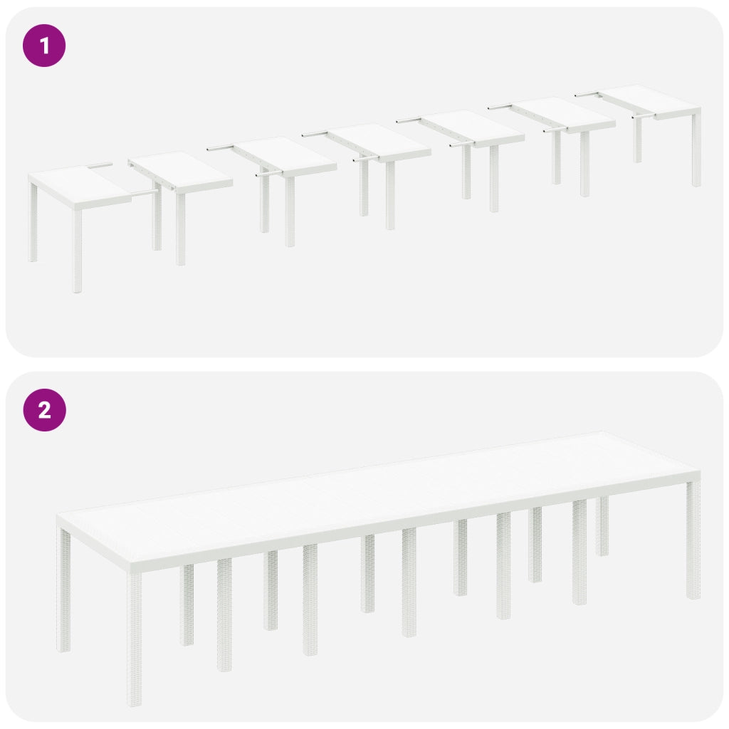 Set da Pranzo da Giardino  da 13 Pezzi con Cuscini Polyrattan Bianco