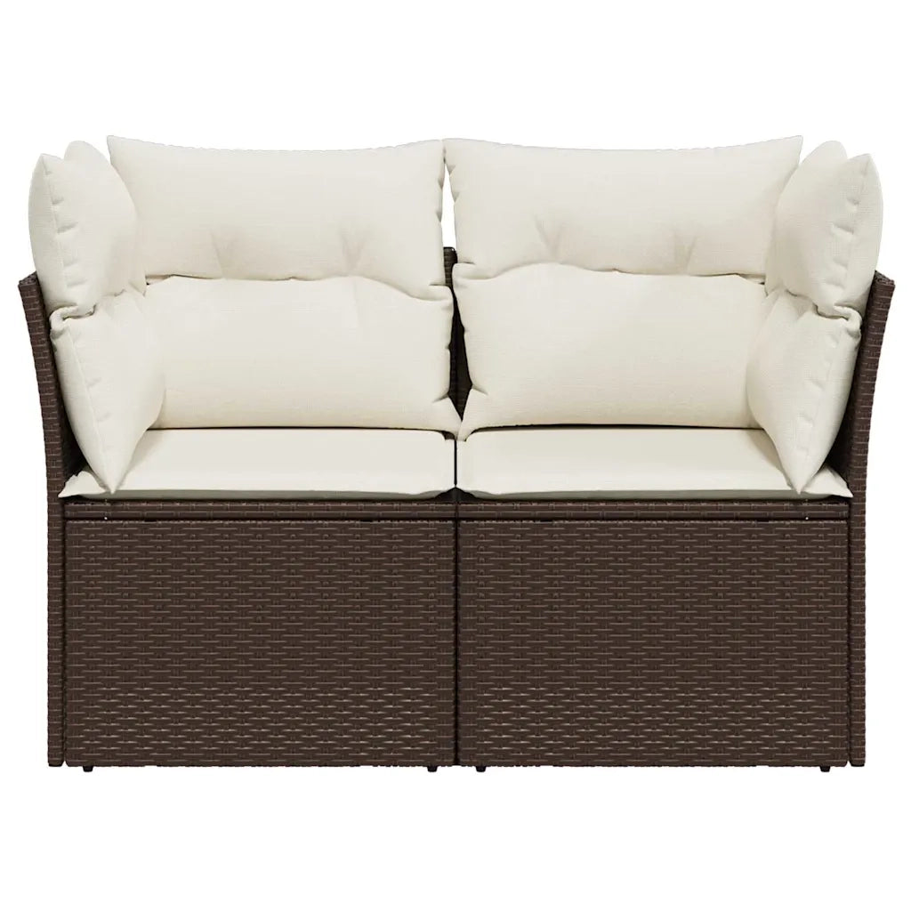 Divano da Giardino a 2 Posti con Cuscini in Polyrattan Marrone 366201