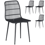 Set 4 Pezzi Sedie da Pranzo per Esterni 46x51x84,5 cm con Schienale Fessurato in Metallo e PP Nero
