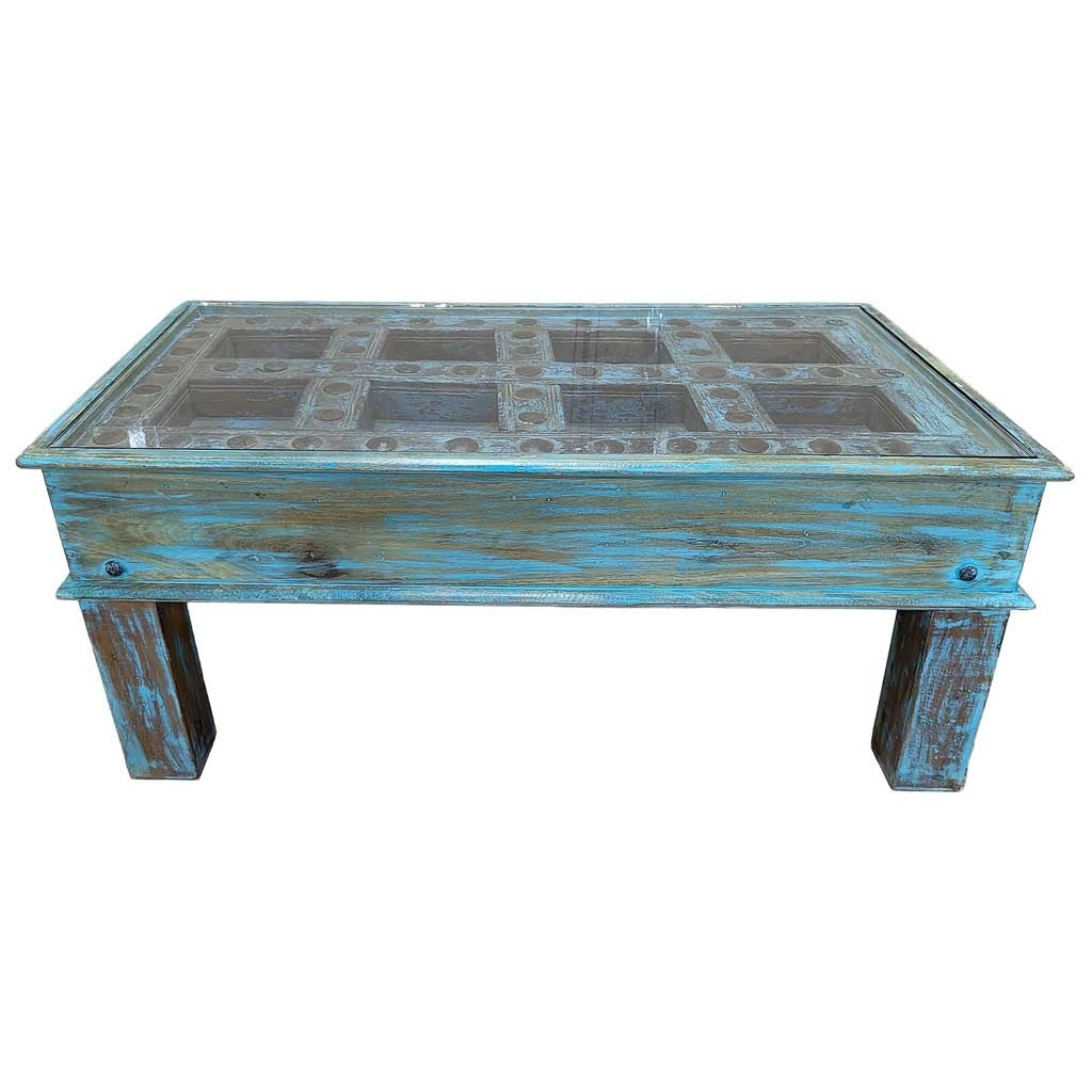 Tavolino da caffè in legno fatto a mano 107x57x45h cm