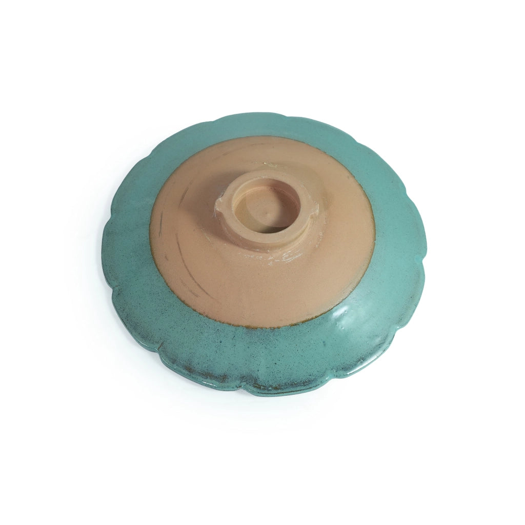 Bagno per uccelli in ceramica Ø43x45 cm turchese blu, resistente al gelo e agli agenti atmosferici
