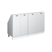 Mobile cucina sottotetto R-Line Ondulazione bianca/Bianco 140 cm Set di 2 Vicco