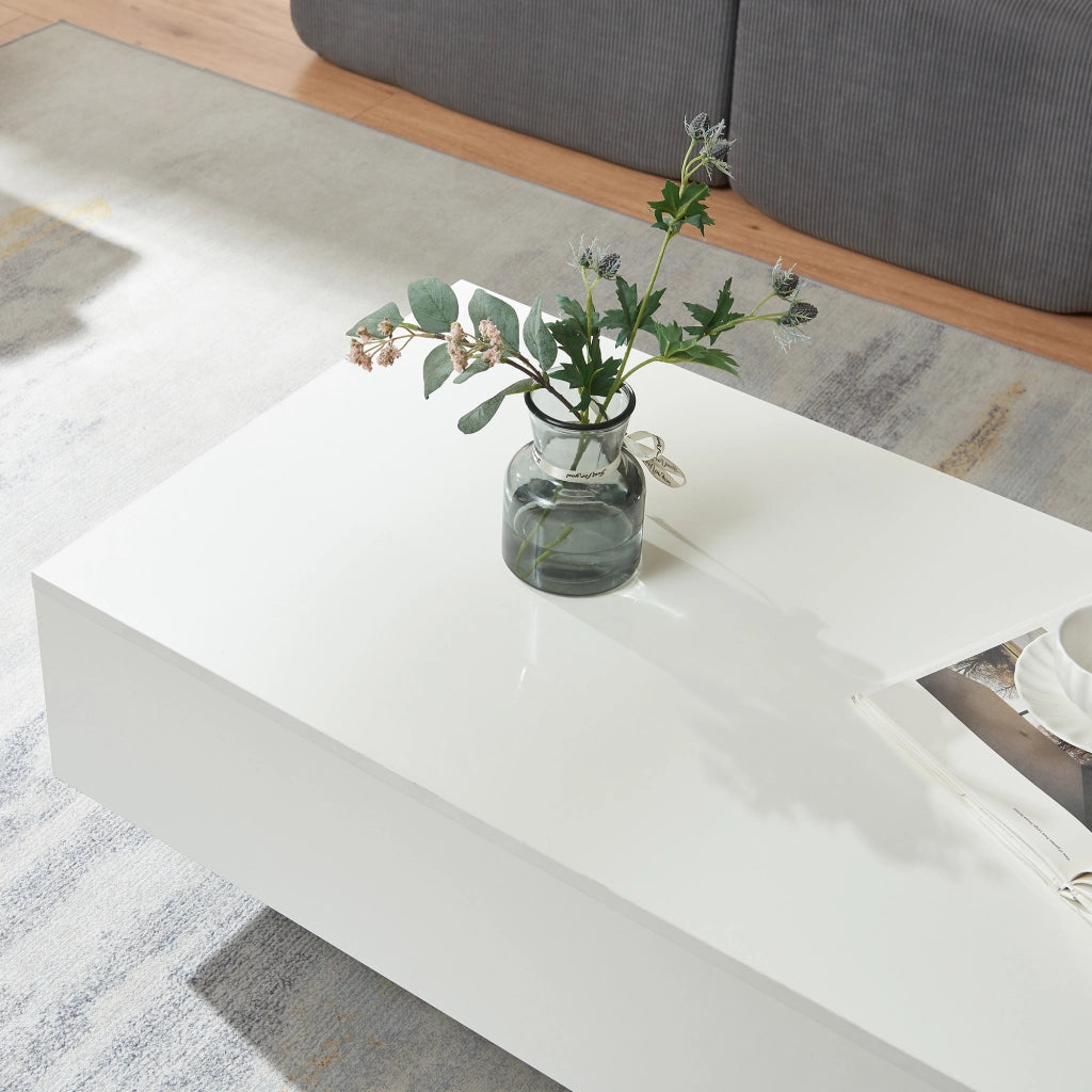 Tavolino Centrale da Salotto Lärketorp 115 x 55 x 31 cm - Bianco Lucido [en.casa]