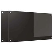 Set di 2 paraschizzi moderni per cucina 90 x 50 cm resistenti e resistenti al calore in vetro temperato nero 02_0056313