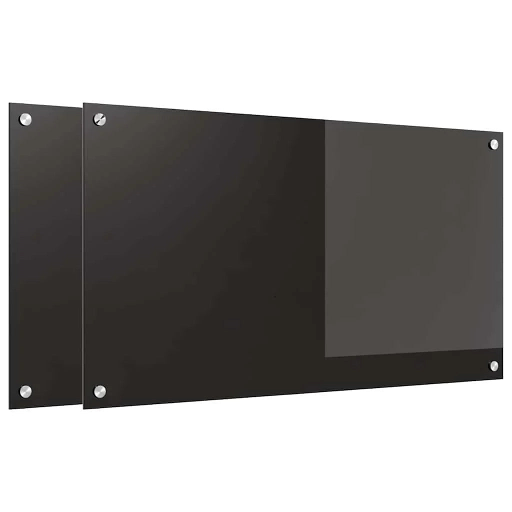 Set di 2 paraschizzi moderni per cucina 90 x 50 cm resistenti e resistenti al calore in vetro temperato nero 02_0056313