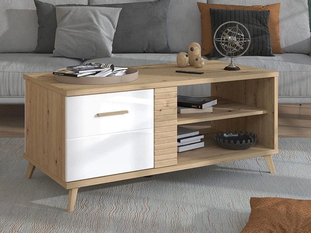 Frati, Tavolino da Salotto con Piedini, 120x60x54h cm Marrone Rovere Nodi