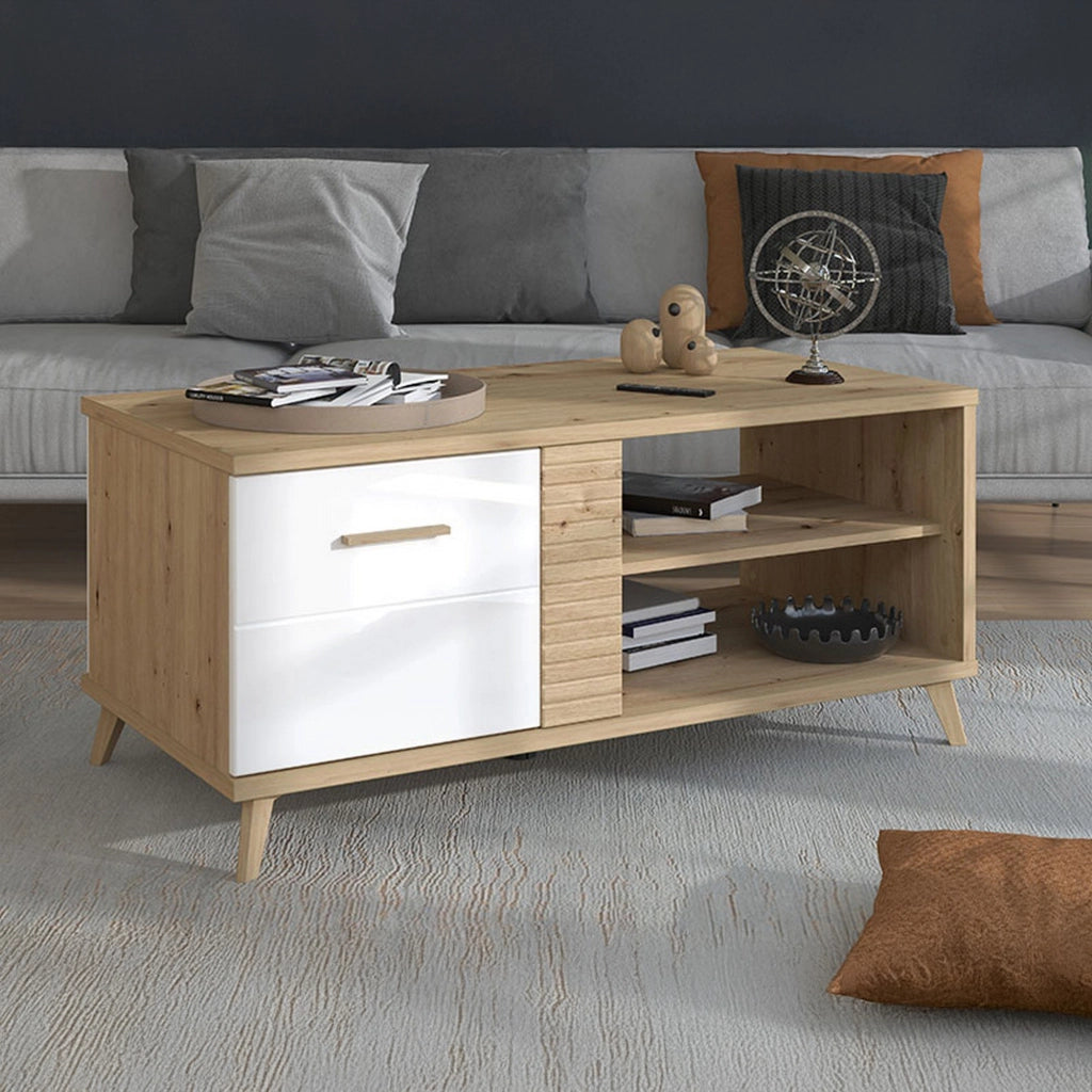 Frati, Tavolino da Salotto con Piedini, 120x60x54h cm Marrone Rovere Nodi