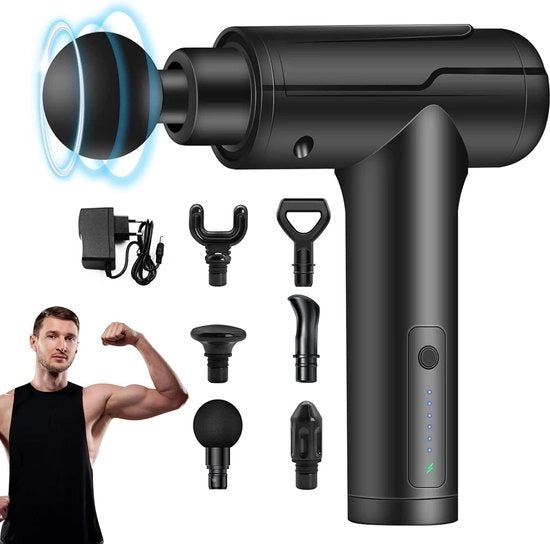 Strumento di massaggio, apparecchiatura di massaggio muscolare, apparecchiatura di massaggio profondo, con 6 velocità, pistola per fascia, con indicatore di carica LED, dispositivo di massaggio manuale elettrico