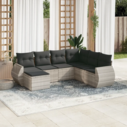 Set Divani da Giardino 7pz con Cuscini Grigio Chiaro Polyrattan 3254039